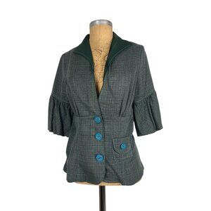 Samantha Treacy Green Blue Blazer Jacket Authentic Vintage